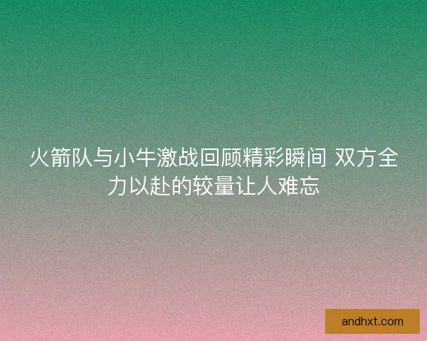 火箭队与小牛激战回顾精彩瞬间 双方全力以赴的较量让人难忘