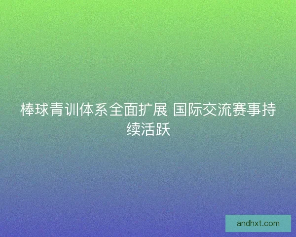 棒球青训体系全面扩展 国际交流赛事持续活跃